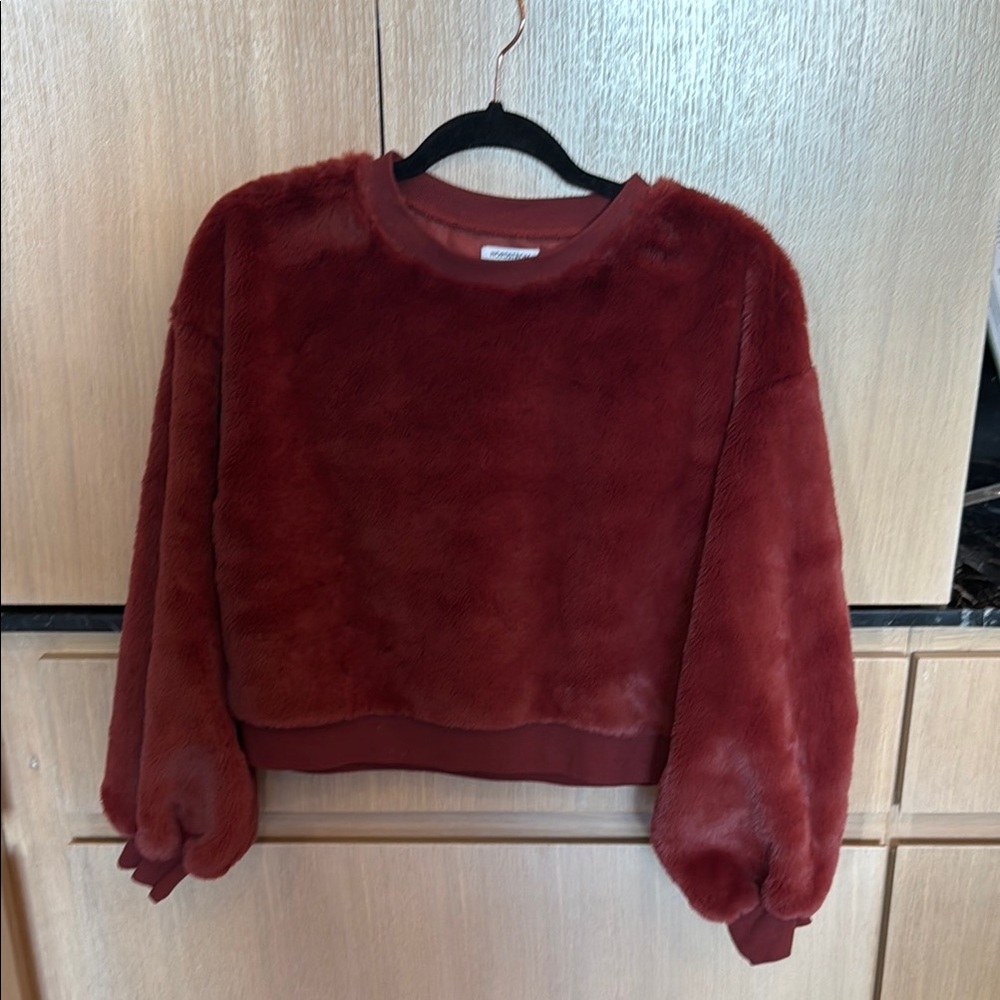Plush Burgundy Faux Fur Sweater